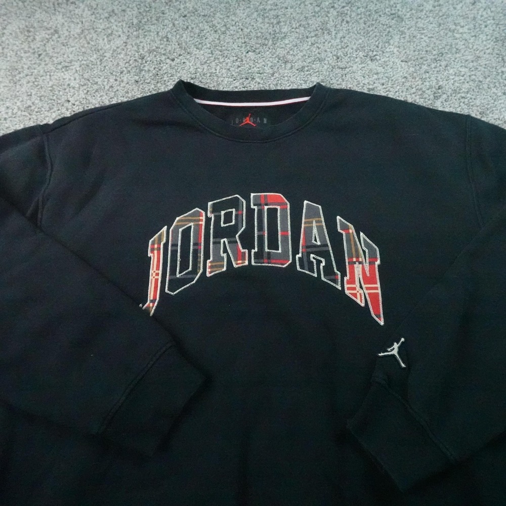 Jordan Sweatshirt Mens XL Black Logo Crewneck Pullover Fleece Jumpman Basketball